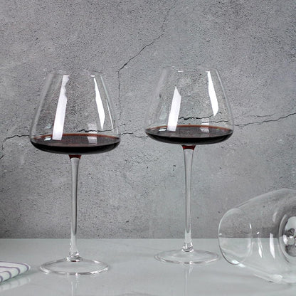 22oz Red and White Wine Glasses Set of 4, Long Stemmed Crystal-clear Drinking Glasses with Unique Concave Base for Better Wine Tasting