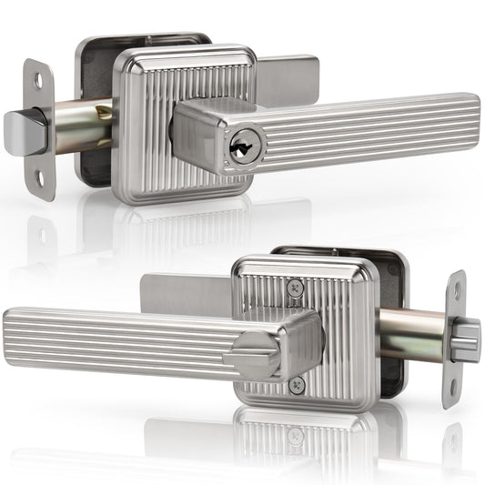 Heavy Duty Keyed Entry Door Handle - Satin Nickel