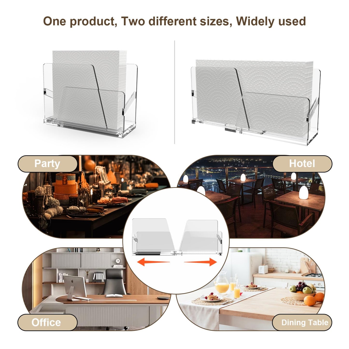 popbricks Acrylic Guest Towel Napkin Holder,Clear Paper Hand Towels Storage Tray Modern Buffet Napkin Caddy, WM109
