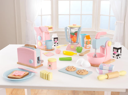 KidKraft Wooden Smoothie Set, 12 Pieces, Pastel Colors, Children's Pretend Food Toy, Gift for Ages 3+