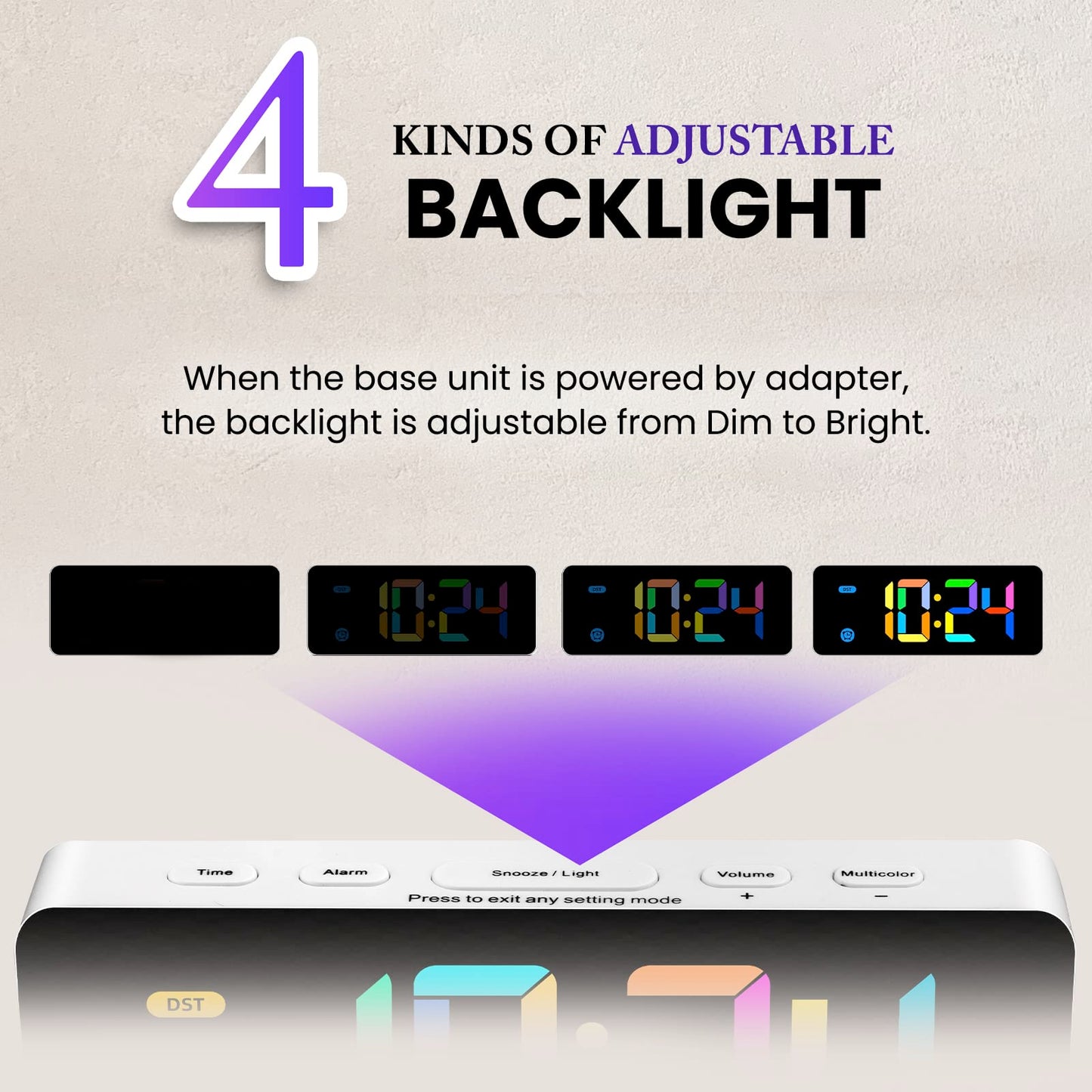 Alarm Clock with Snooze & Dimmable Backlight