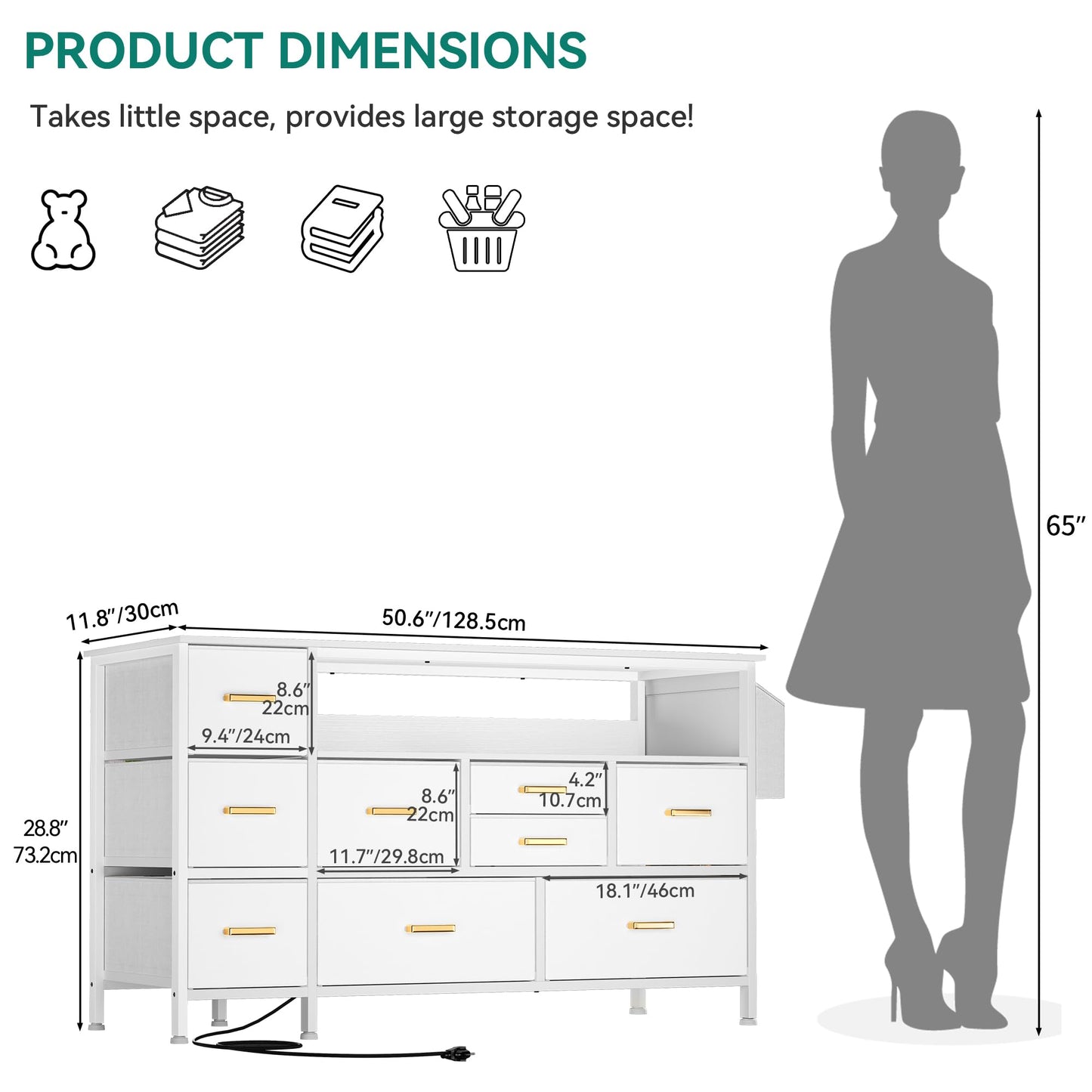 YITAHOME 9-Drawer Dresser with LED Light