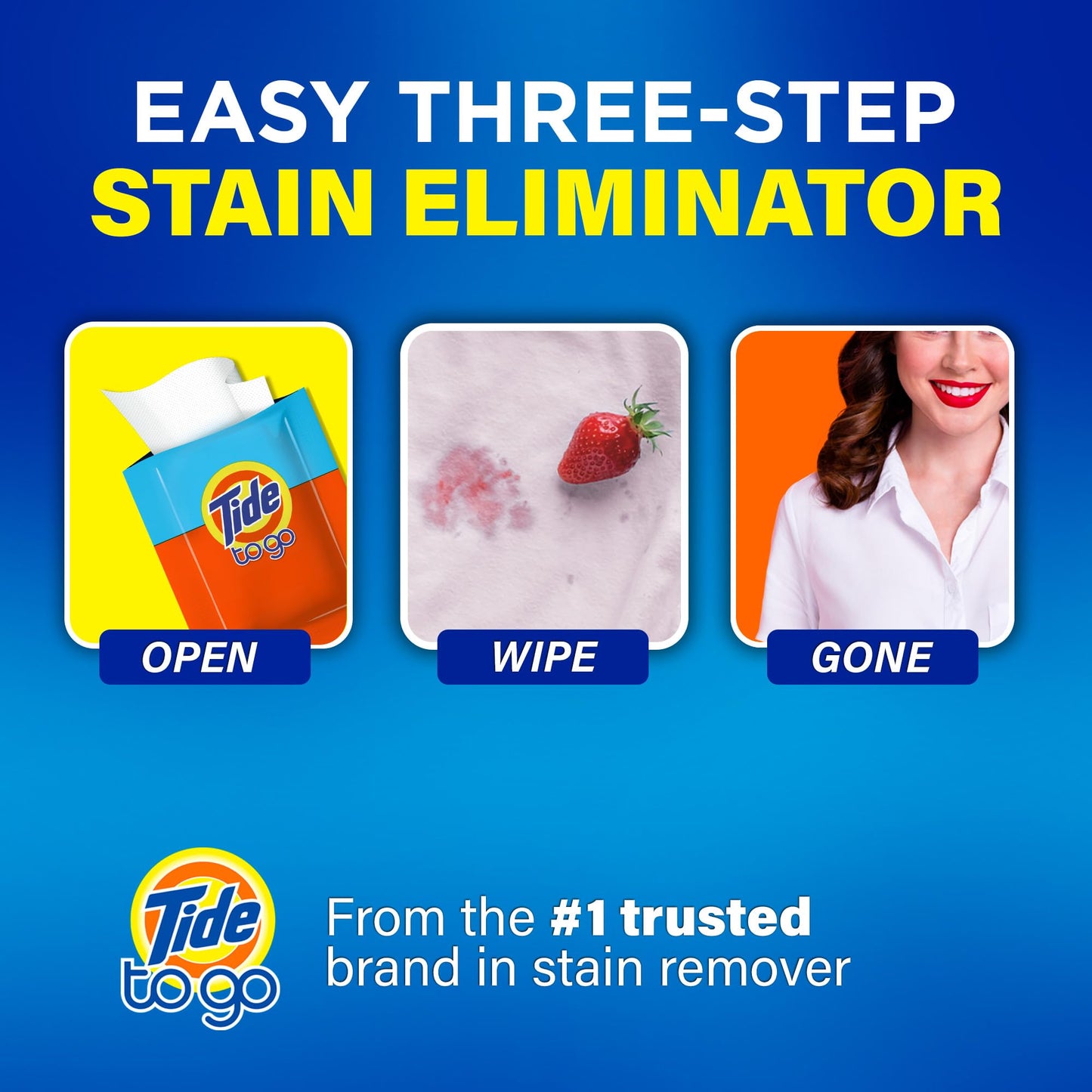 Tide To Go Instant Stain Remover Wipes, 3 Pack