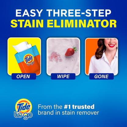 Tide To Go Instant Stain Remover Wipes, 3 Pack