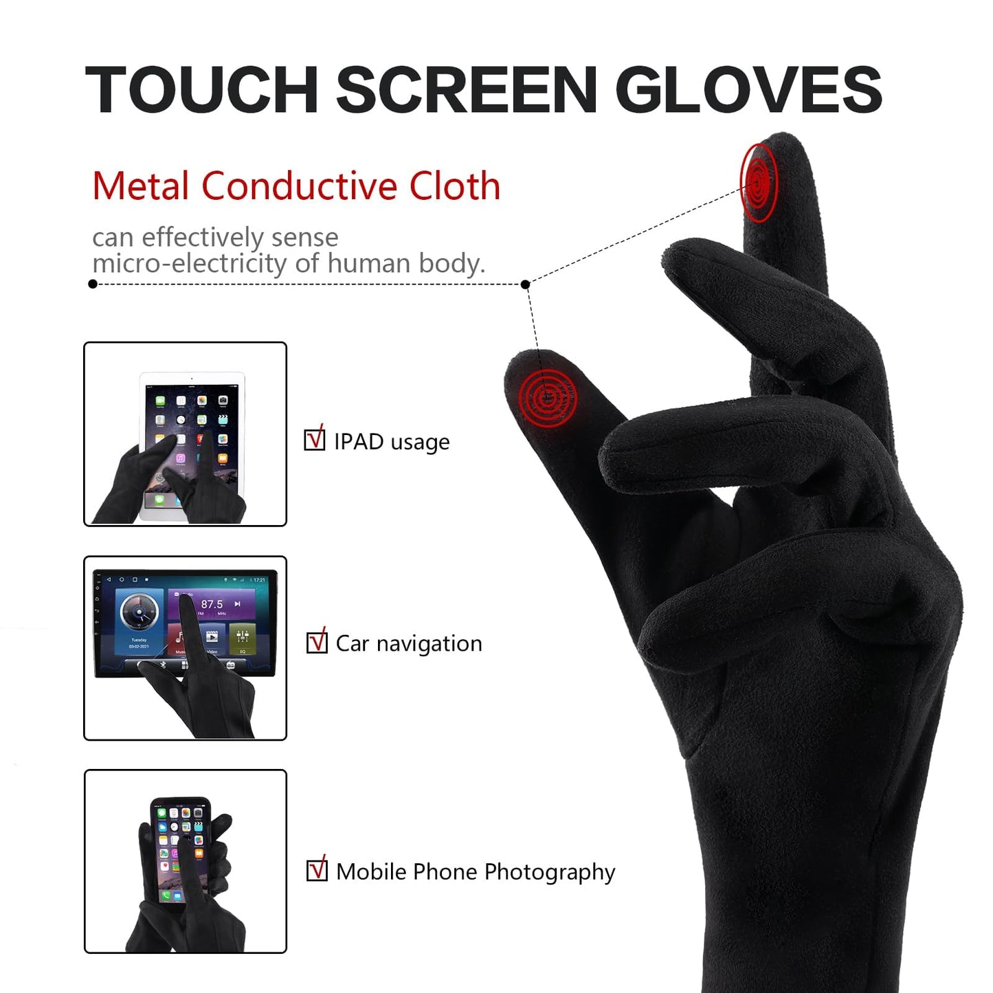 KOFOJN Winter Touch Screen Gloves - 2 Pairs