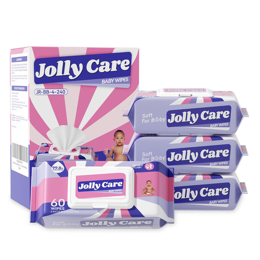 Jolly Care Hypoallergenic Baby Wipes, 240 Count