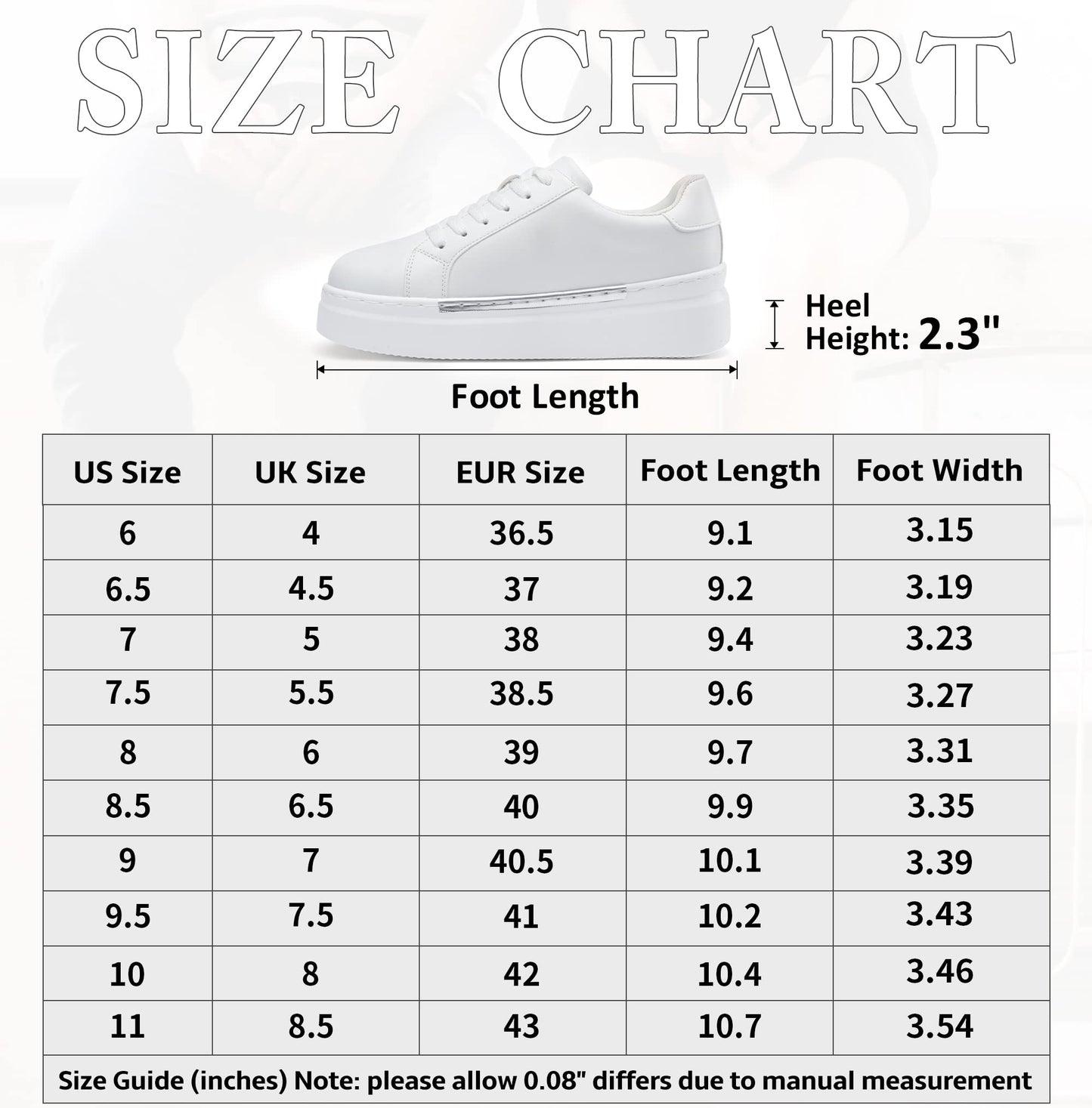 Jeossy Women's Chunky White Sneakers with Arch Support