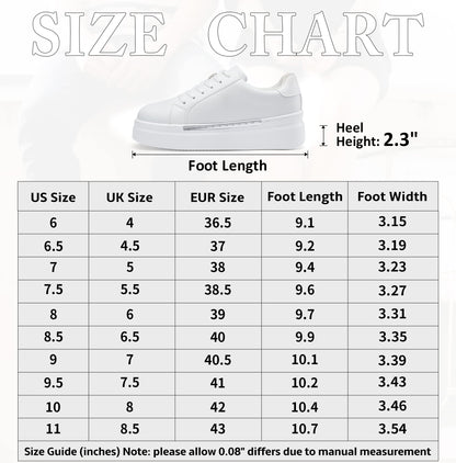 Jeossy Women's Chunky White Sneakers with Arch Support