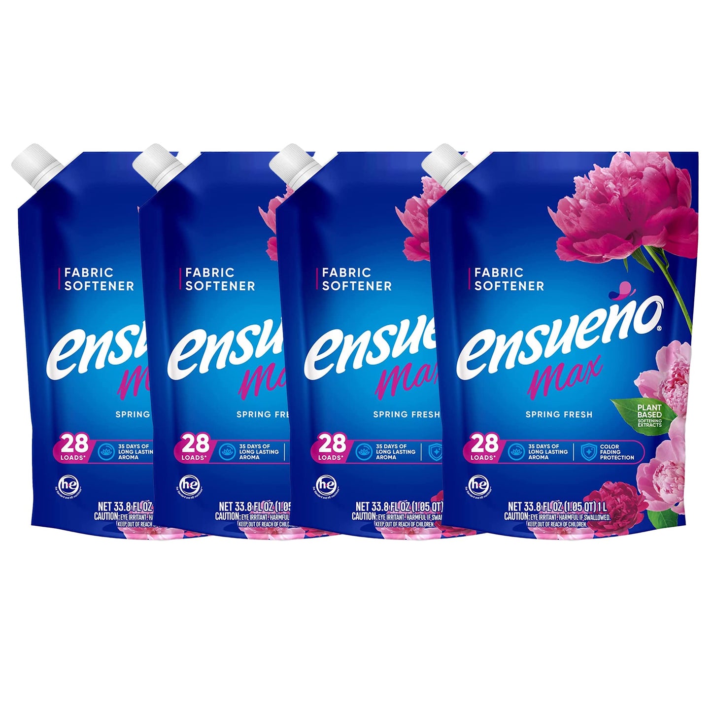 ENSUEÑO Liquid Fabric Softener, Spring Fresh, 4 Pack