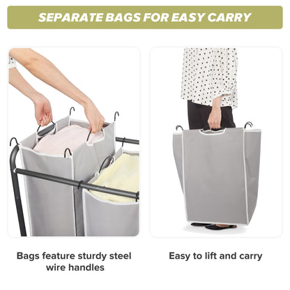 Laundry Sorter Hamper with Wheels and 4 Sections