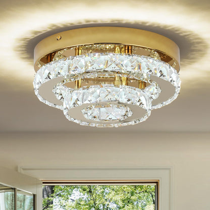 Gold Crystal Flush Mount Ceiling Light 9.8"