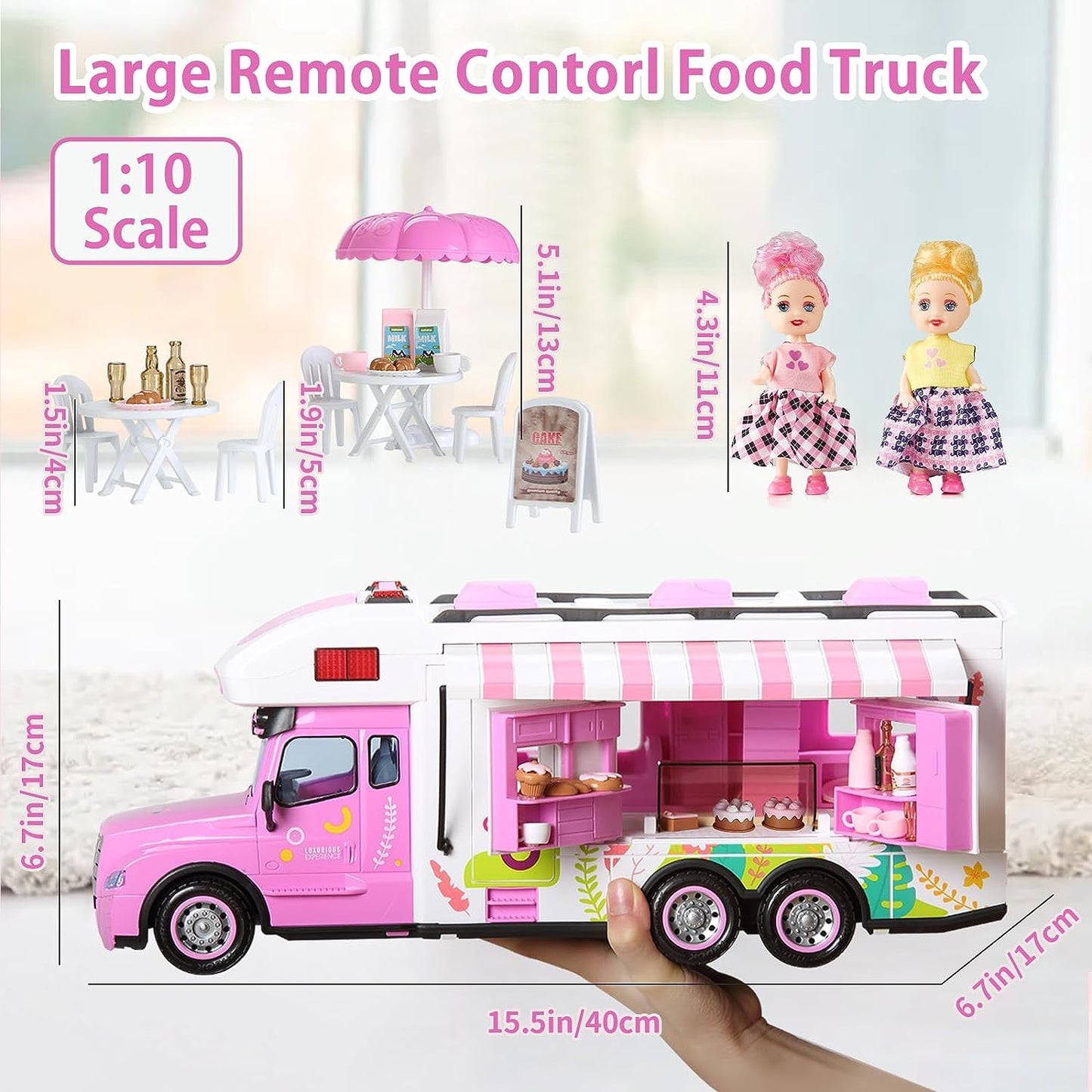 Remote Control Food Truck Toy Playset for Girls