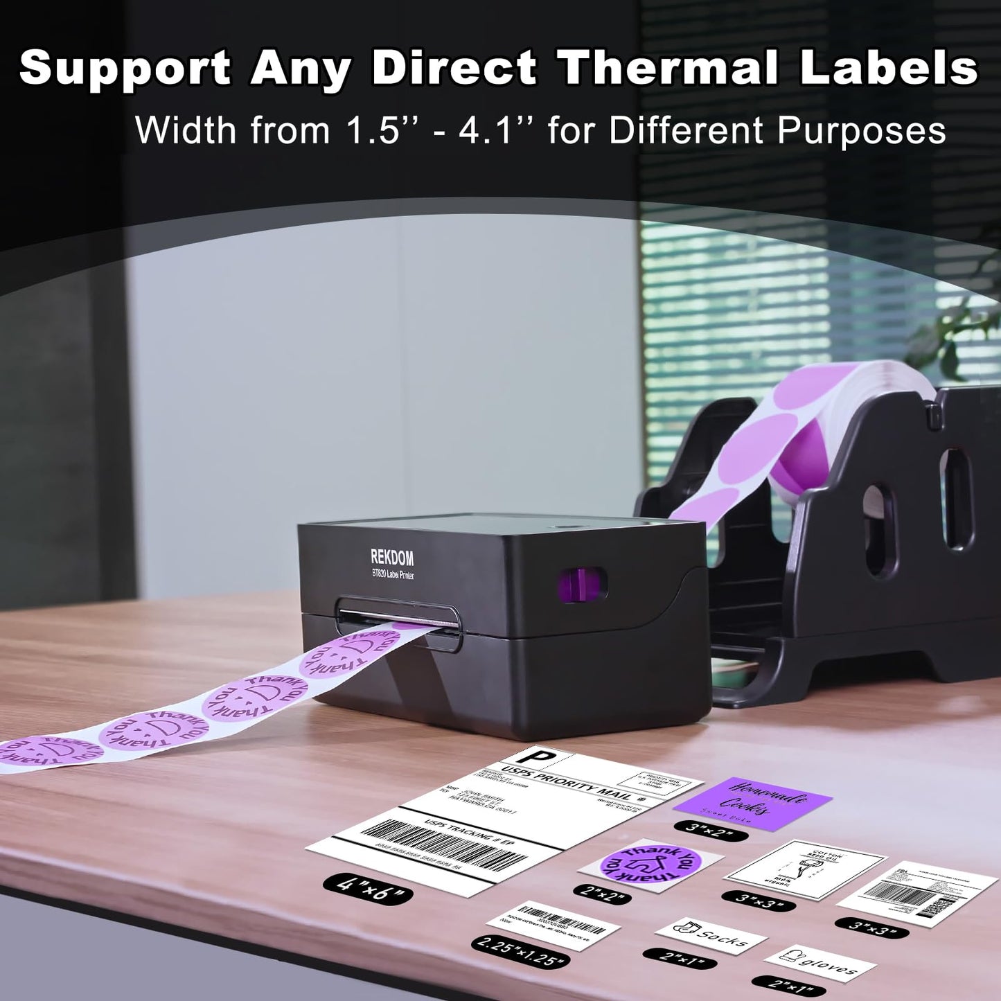 REKDOM Bluetooth Label Printer, 4x6” Shipping Label Printer, Wireless Thermal Label Printer Compatible with Phone,Tablet and Windows, Amazon,Ebay,USPS.