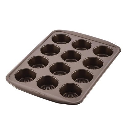 Circulon Nonstick 12-Cup Muffin Tin, Brown Steel