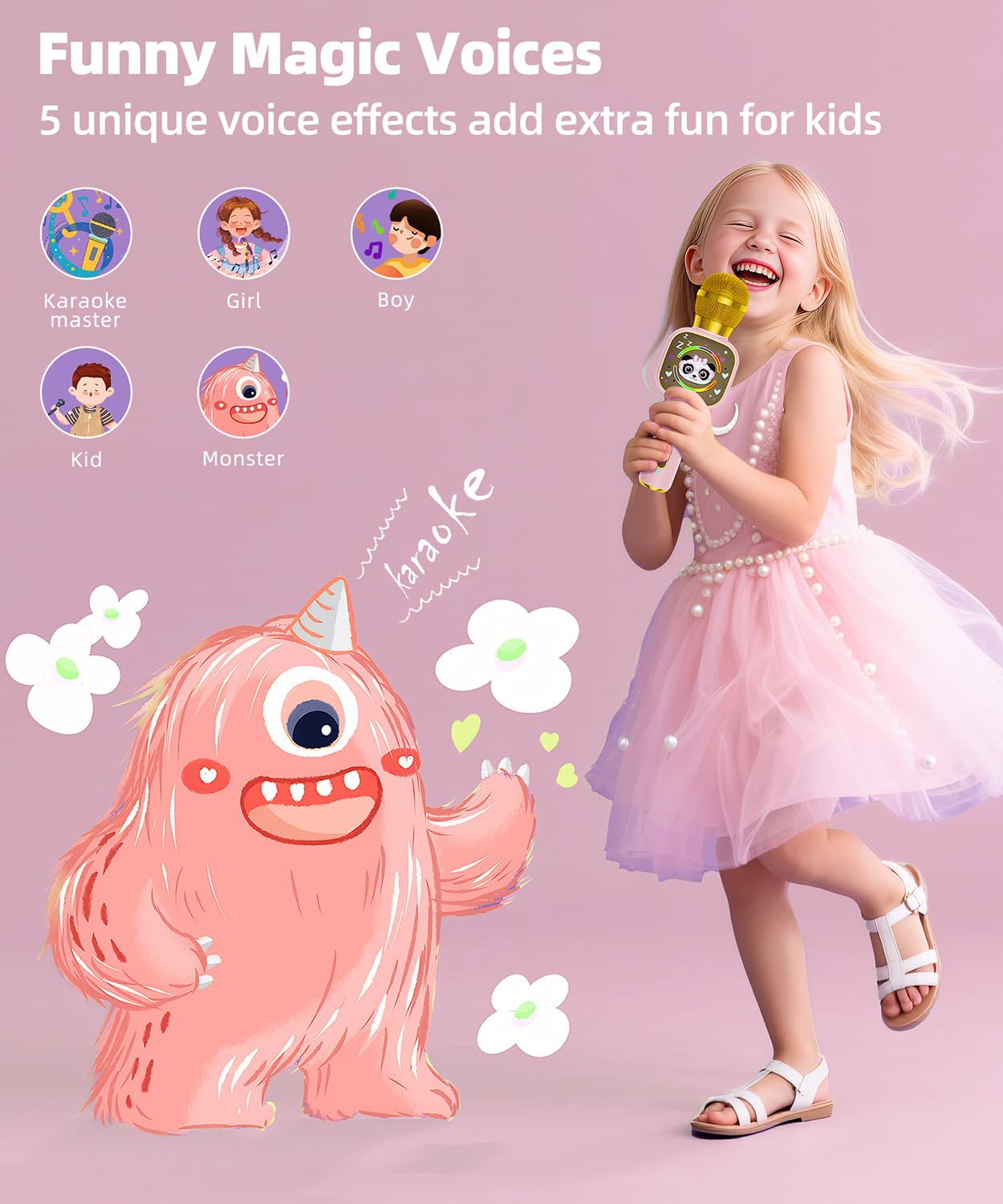 Qnxoat r Bluetooth Karaoke Microphone Toy for Kids