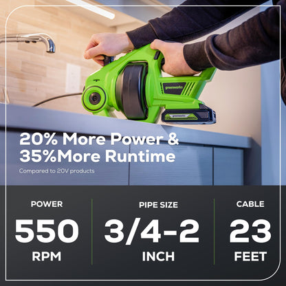 24V Cordless Drain Auger by Greenworks