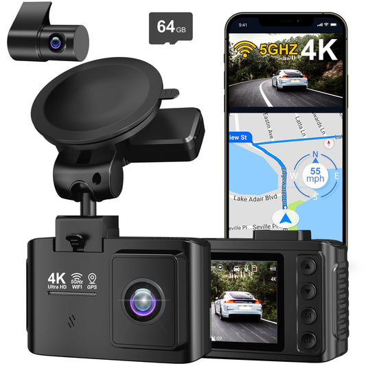 4K Dual Channel Dash Cam with GPS & WiFi