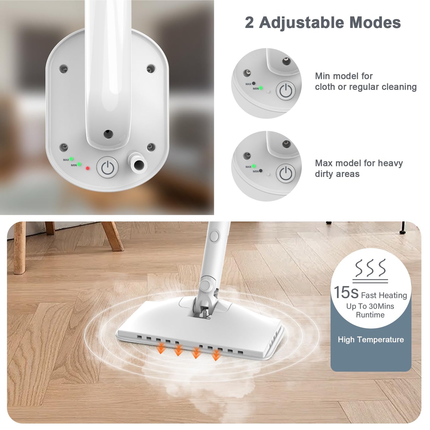 ACHTFACH 6-in-1 Steam Mop Cleaner with Detachable Pads