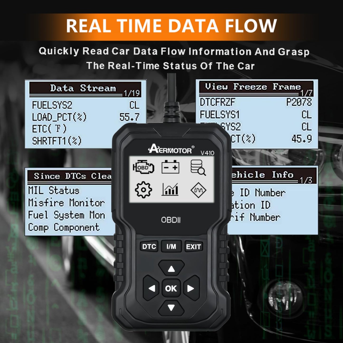 AERMOTOR OBD2 Scanner for Engine Fault Codes