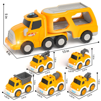 Newcrave Toddler Toys for 2 3 4 5 Year Old Boys, 8 in 1 Construction Trucks Vehicle Playset with Play Mat, Construction Truck Toddler Toys Car for 1 2 3 4 5 Year Old Boys Birthday Gifts