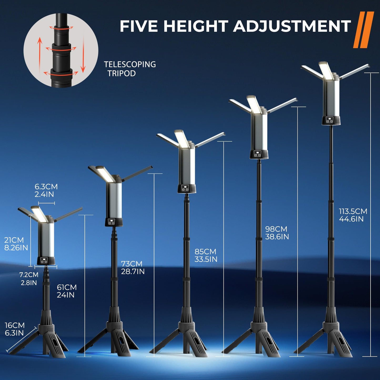 2000 Lumen Rechargeable Camping Light with Stand