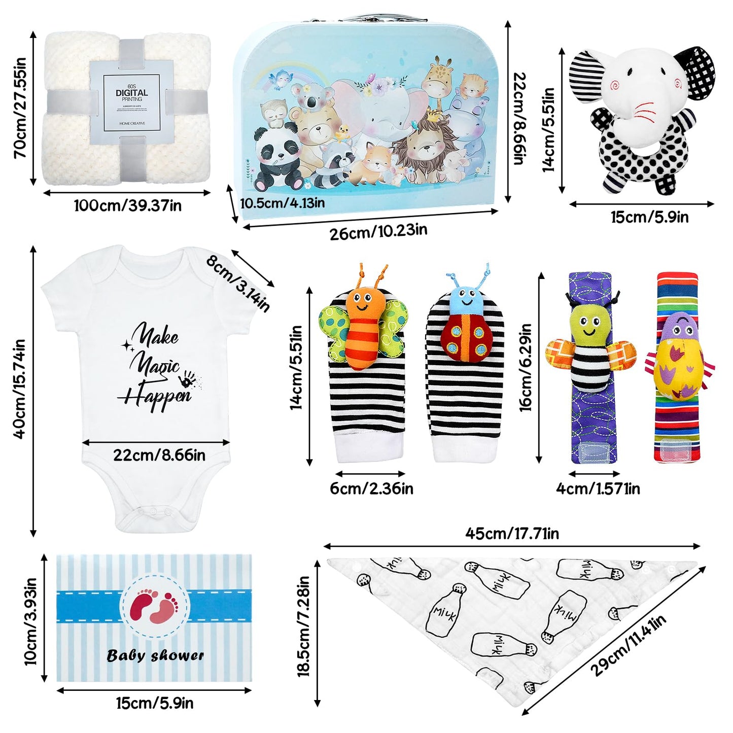 Baby Gift Basket 10Pcs Set for Newborns