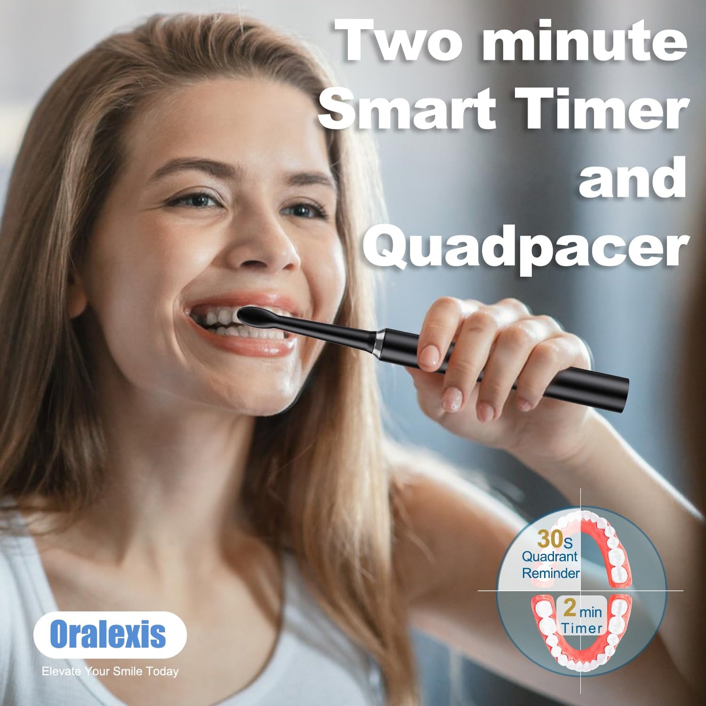 ORALEXIS Electric Toothbrush for Adults and Kids, with Tongue Scraper and 8 Brush Heads, One Fast Charge Last 120 Days, 40000 VPM Deep Clean, Sonic Travel Toothbrush