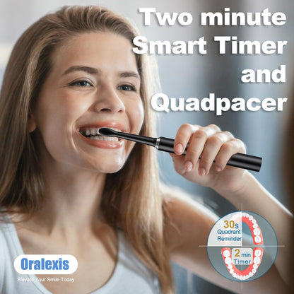 ORALEXIS Electric Toothbrush for Adults and Kids, with Tongue Scraper and 8 Brush Heads, One Fast Charge Last 120 Days, 40000 VPM Deep Clean, Sonic Travel Toothbrush