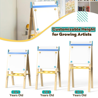 12-in-1 Kids Art Easel with Chalkboard & Whiteboard