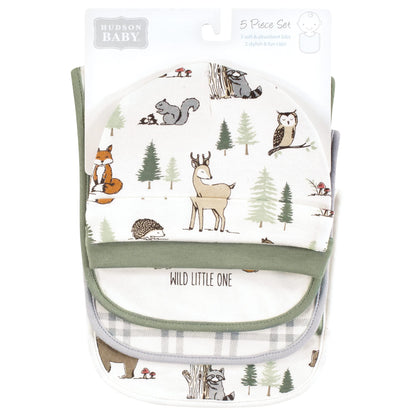 Hudson Baby Forest Animals Bib and Caps Set