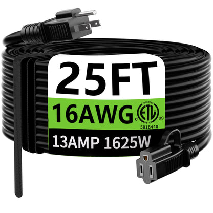 25ft Heavy Duty Extension Cord for Indoor/Outdoor Use