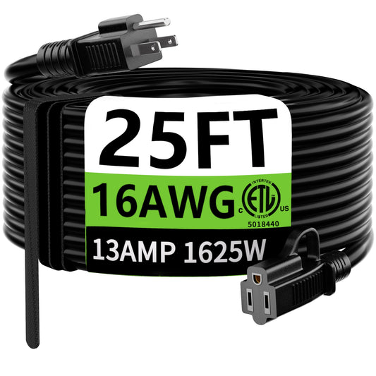25ft Heavy Duty Extension Cord for Indoor/Outdoor Use