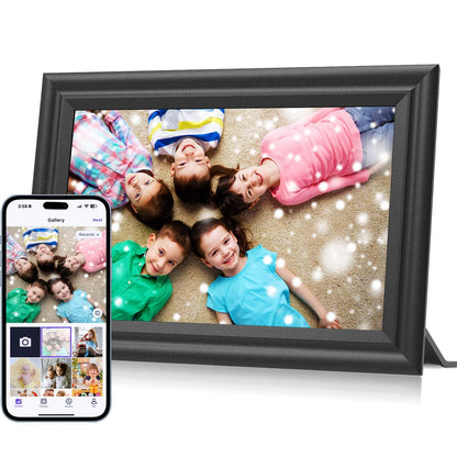 AZXL Digital Picture Frame WiFi 10.1 inch HD 1280x800 Digital Photo Frame Touch Screen IPS Display 16GB Storage Automatic Rotation with iOS and Android Free App for Mom for Grandparents Gift Black