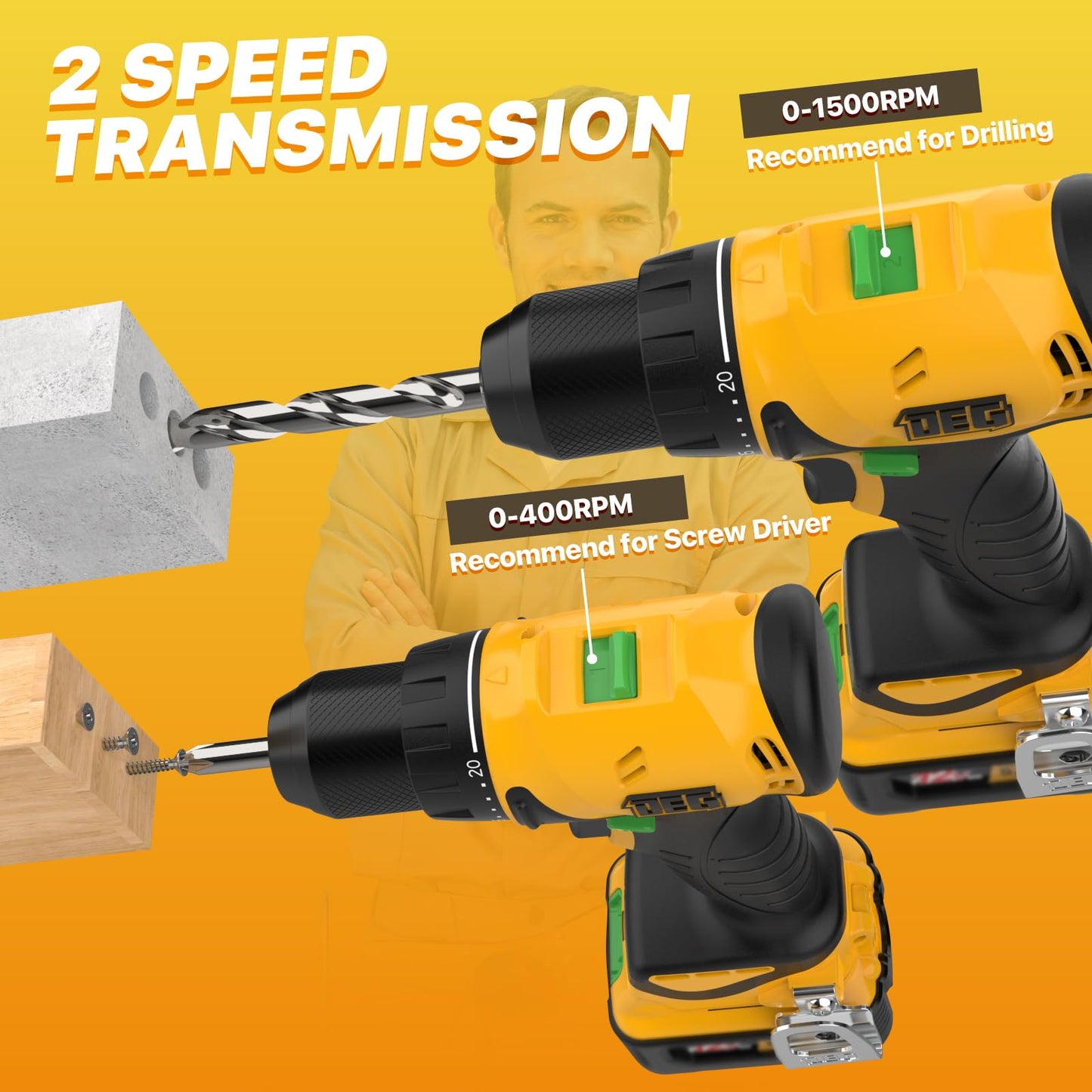 Cordless Drill Set with Battery & Charger