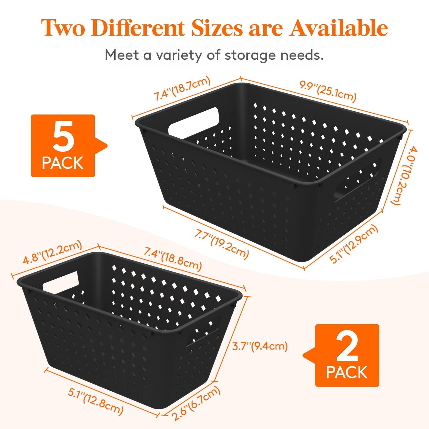 Lifewit 7-Pack Stackable Storage Bins, Black