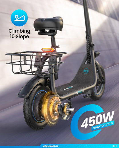 Gyroor Adults Electric Scooter, 450W Motor 20Mile-Max Distance 15.5MPH, Fashion Electric Scooter for Short Distance Commuting，C1-Bright