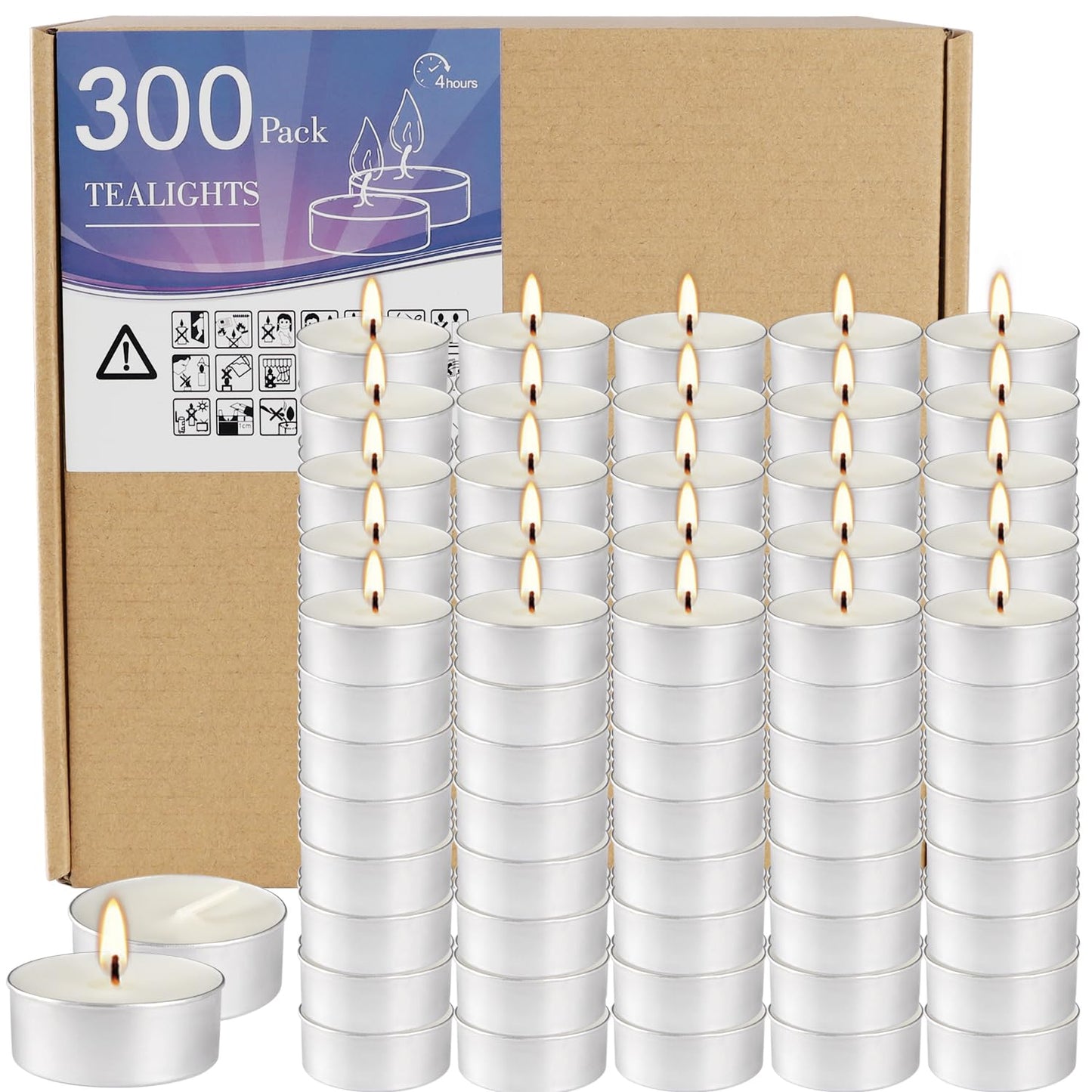 White Unscented Tealight Candles Set of 300 Bulk,Small Votive Light Candle for Home Wedding, Paraffin Cotton Wick,Clean Burning & Smokeless 4 Hour Burn Time