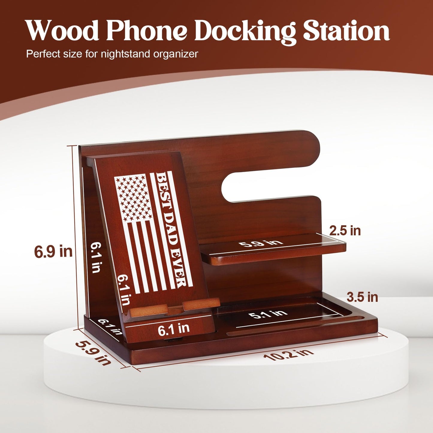 Wood Phone Docking Station for Dad Gifts