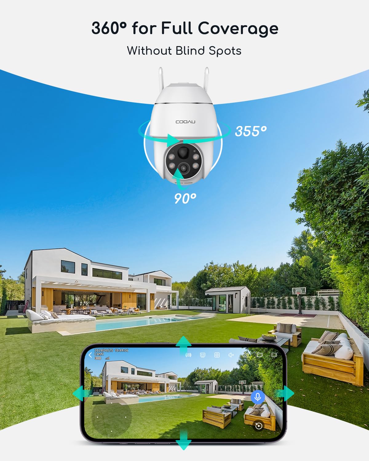 4 Cam COOAU Solar Security Camera System