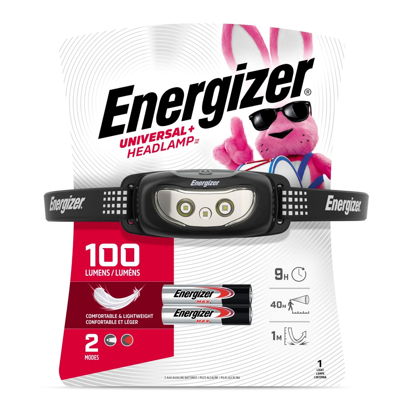 Energizer Universal Plus LED Headlamp, Lightweight Bright Headlamp for Outdoors, Camping and Emergency Light for Adults and Kids, includes Batteries, Pack of 2