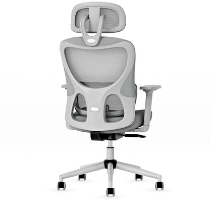GABRYLLY Office Chair, Ergonomic Desk Chair with Adjustable Lumbar Support, 3D Armrest, Headrest, 4-Level Tilt Back, Home Mesh Chair with Wide Cushion Seat & PU Wheels for Adult Student