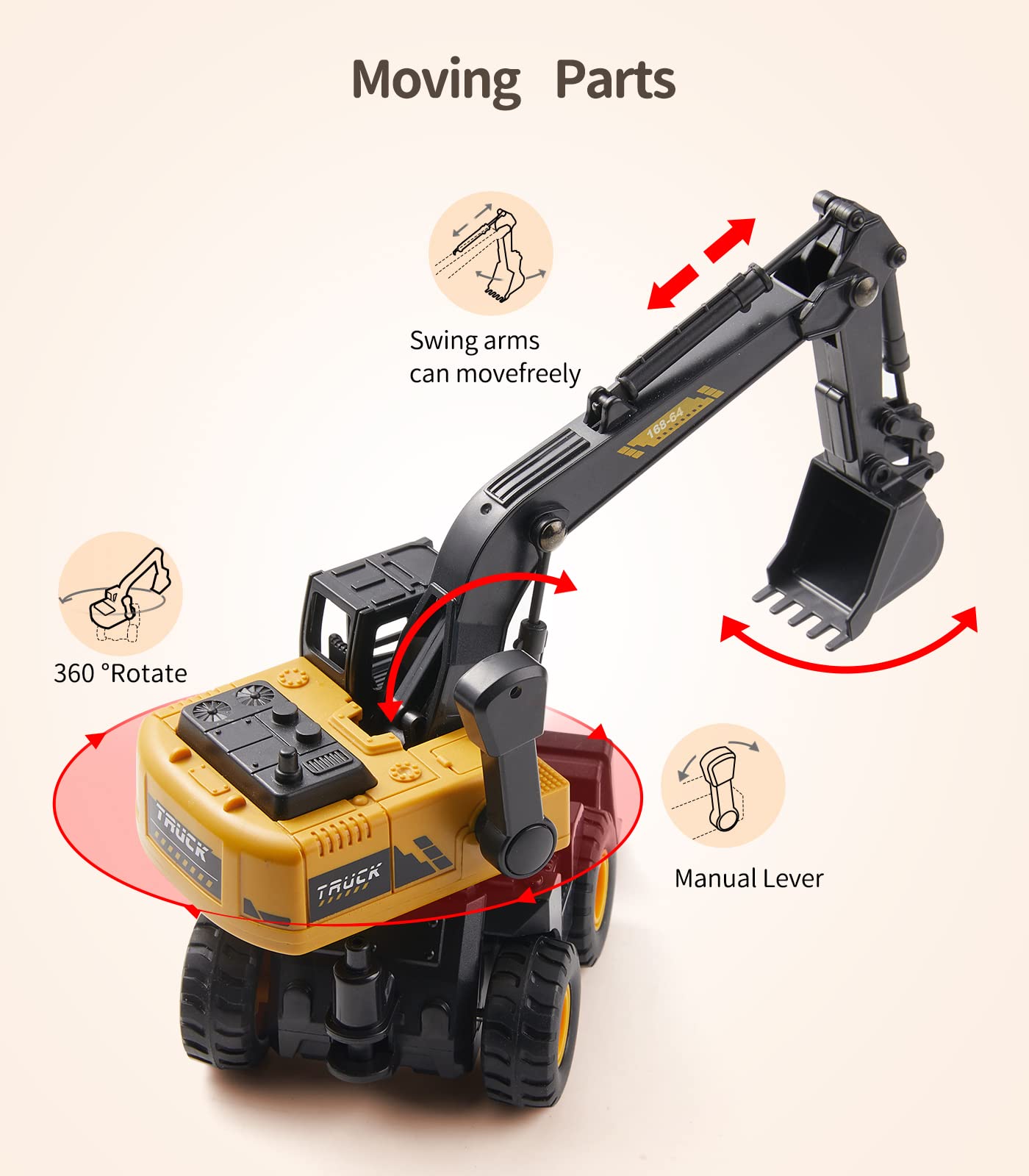 Geyiie Construction Crane Toys Trucks, Excavator Toys for Kids 3-5, Bulldozer Toys for Boys girls, Outdoor Play