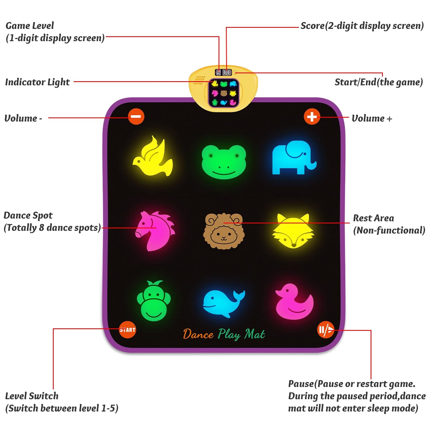 Dance Mat for Kids with Volume Control and Modes