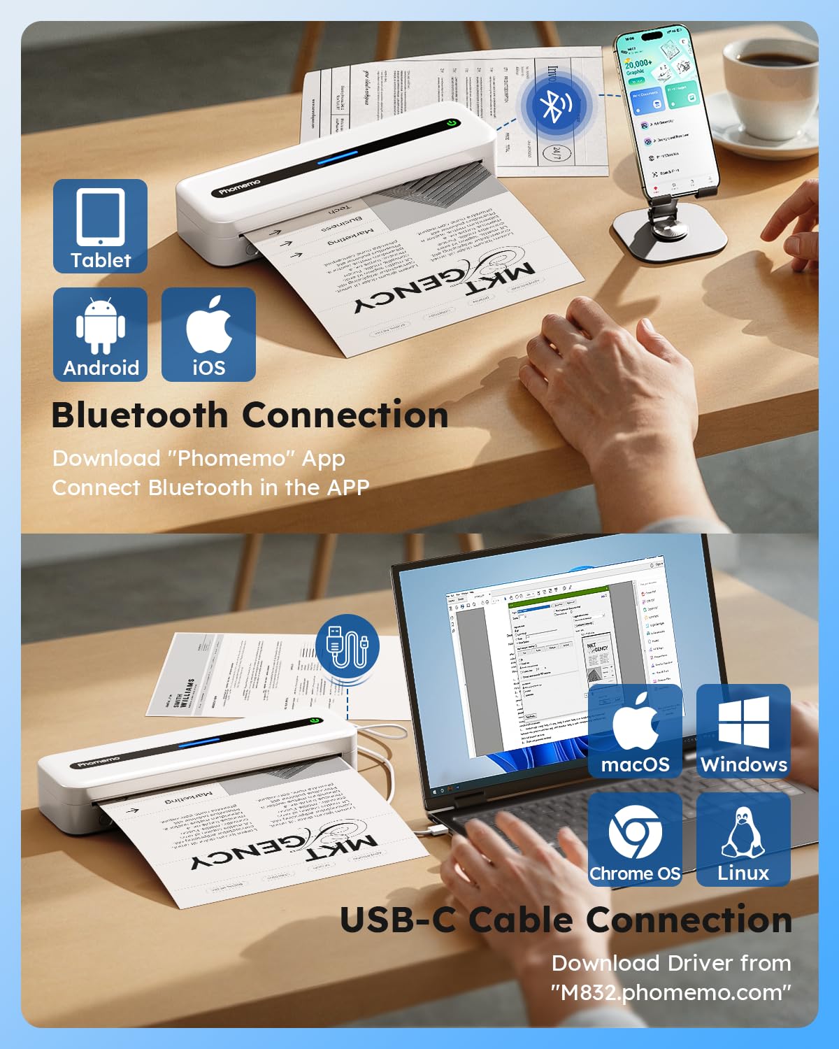 Phomemo Wireless Thermal Printer for Phone & Laptop