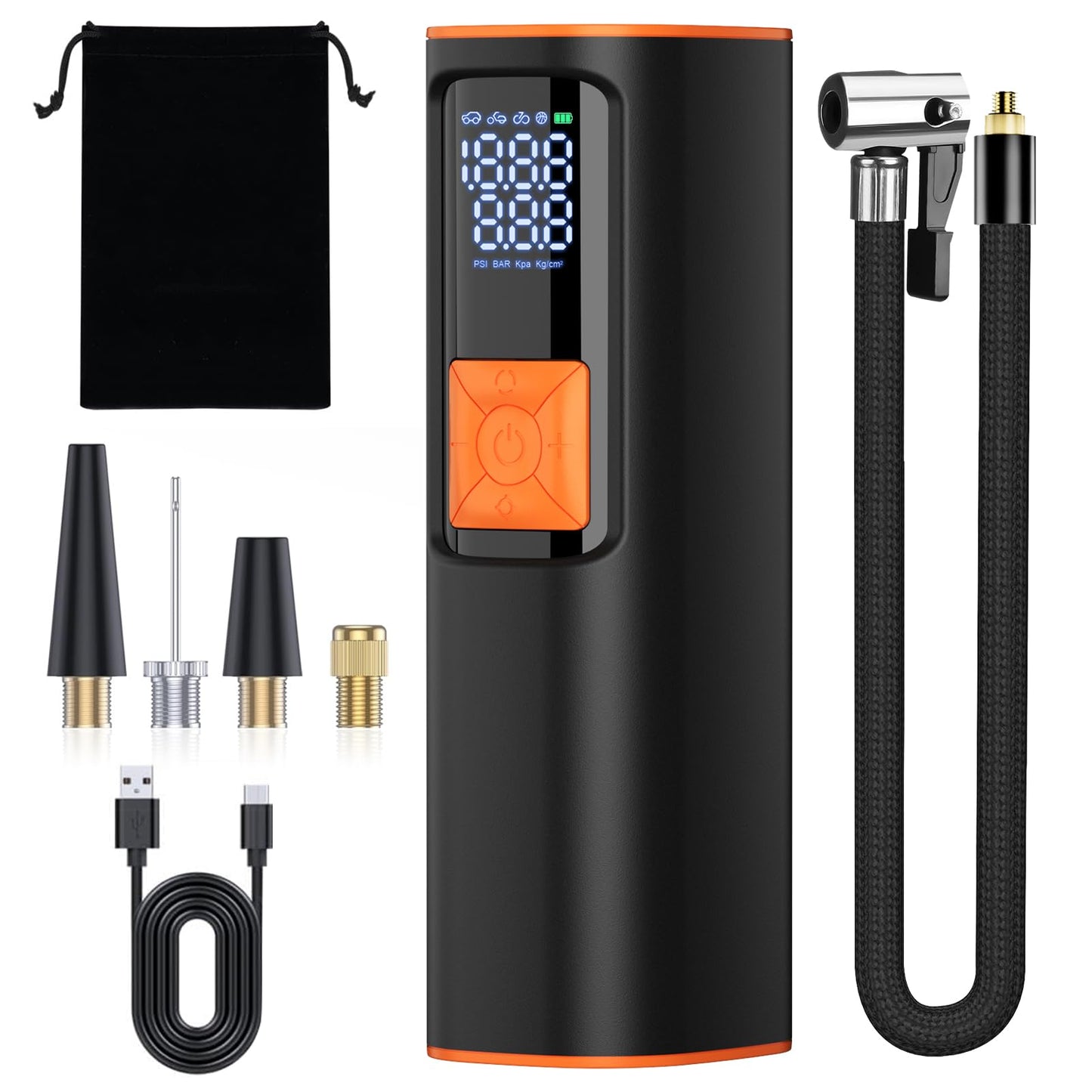 Vonaural Tire Inflator Portable Air Compressor 150PSI Air Pump for Car Tires, Faster Inflation, Cordless with Digital Pressure Gauge, Deep Grey (Black)