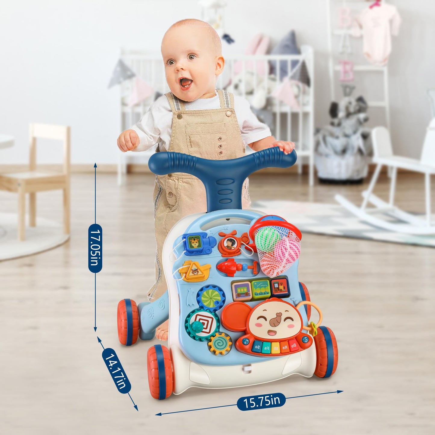 HAWEEK 3-in-1 Sit-to-Stand Baby Walker