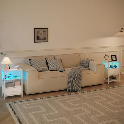 Yoobure Nightstand with Charging Station and Storage