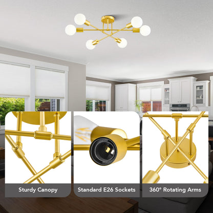 6-Light VONLUCE Flush Mount Ceiling Fixture