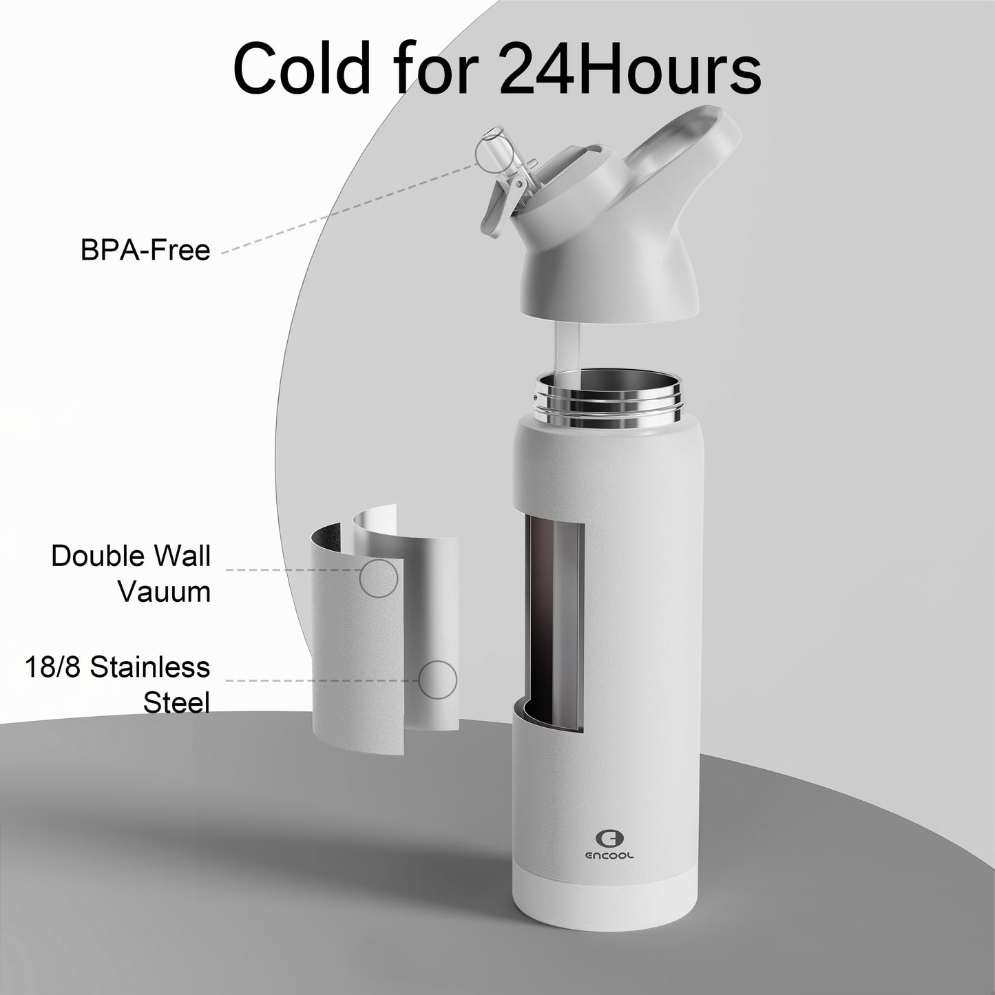 24 oz Insulated Water Bottle with Straw