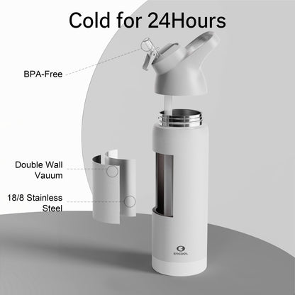 24 oz Insulated Water Bottle with Straw